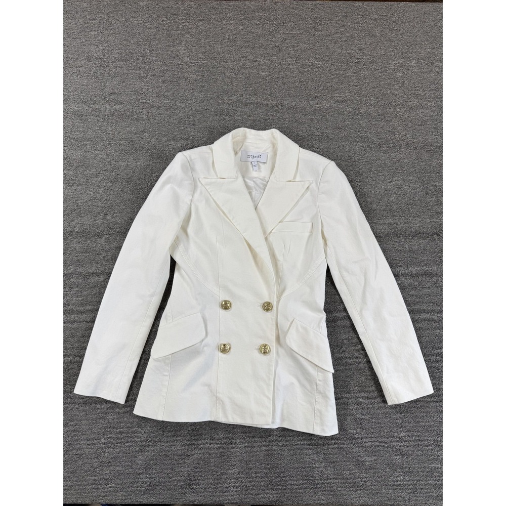 Derek Lam 10 Crosby Blazer Womens 0 White Cotton Blend Double Breasted Tailored‎